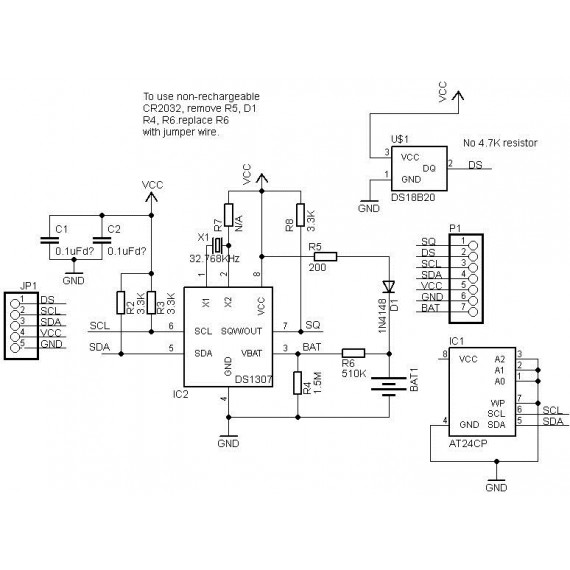 Módulo I2C RTC DS1307 AT24C32