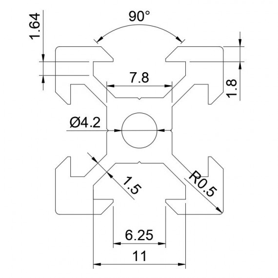 Perfil V-Slot 2020 L3.2m