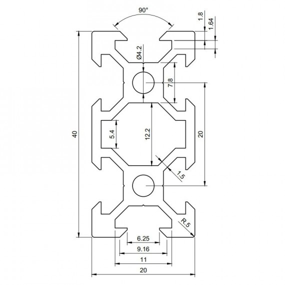 Perfil V-Slot 2040 L3.2m