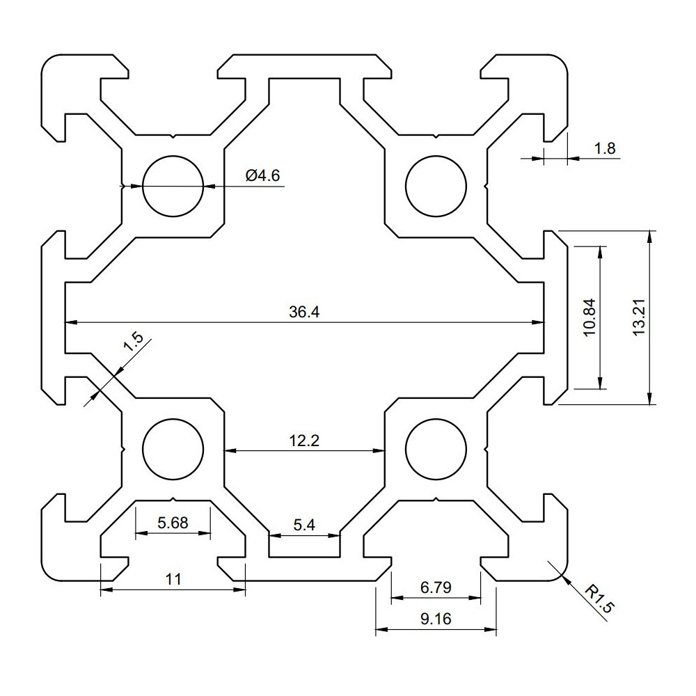Perfil VSlot 4040 x centímetro
