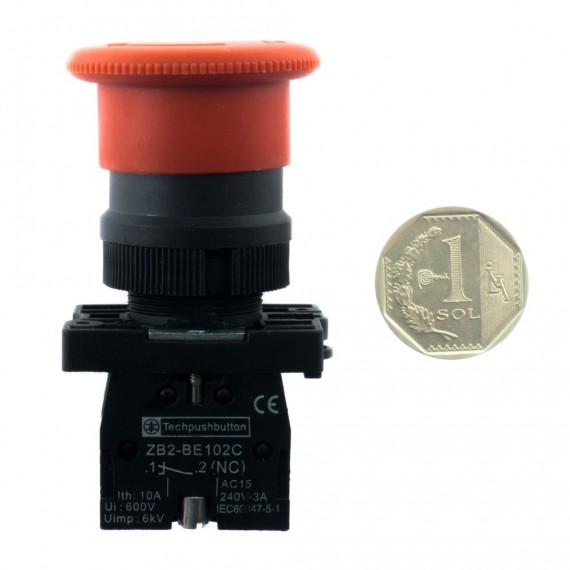 Pulsador de parada de emergencia 22mm