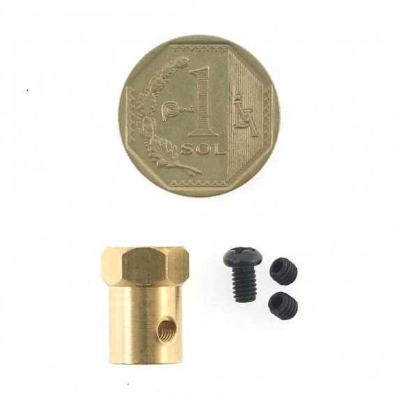 Acople hexagonal rueda a eje de motor D4mm
