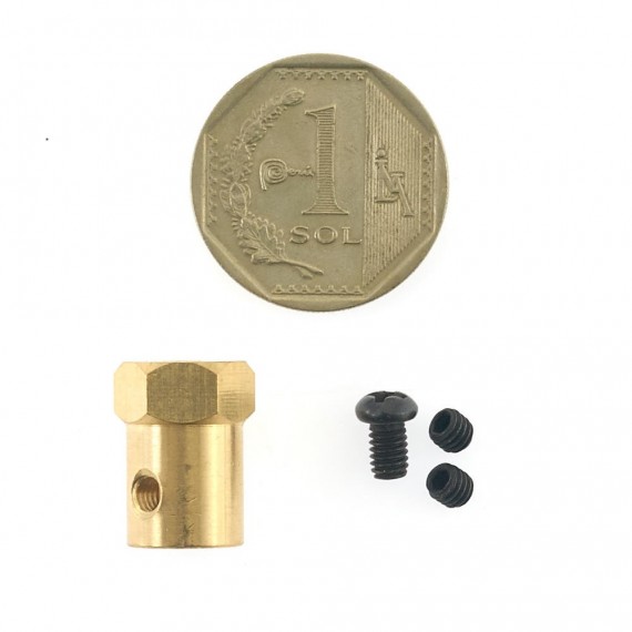 Acople hexagonal rueda a eje de motor D5mm