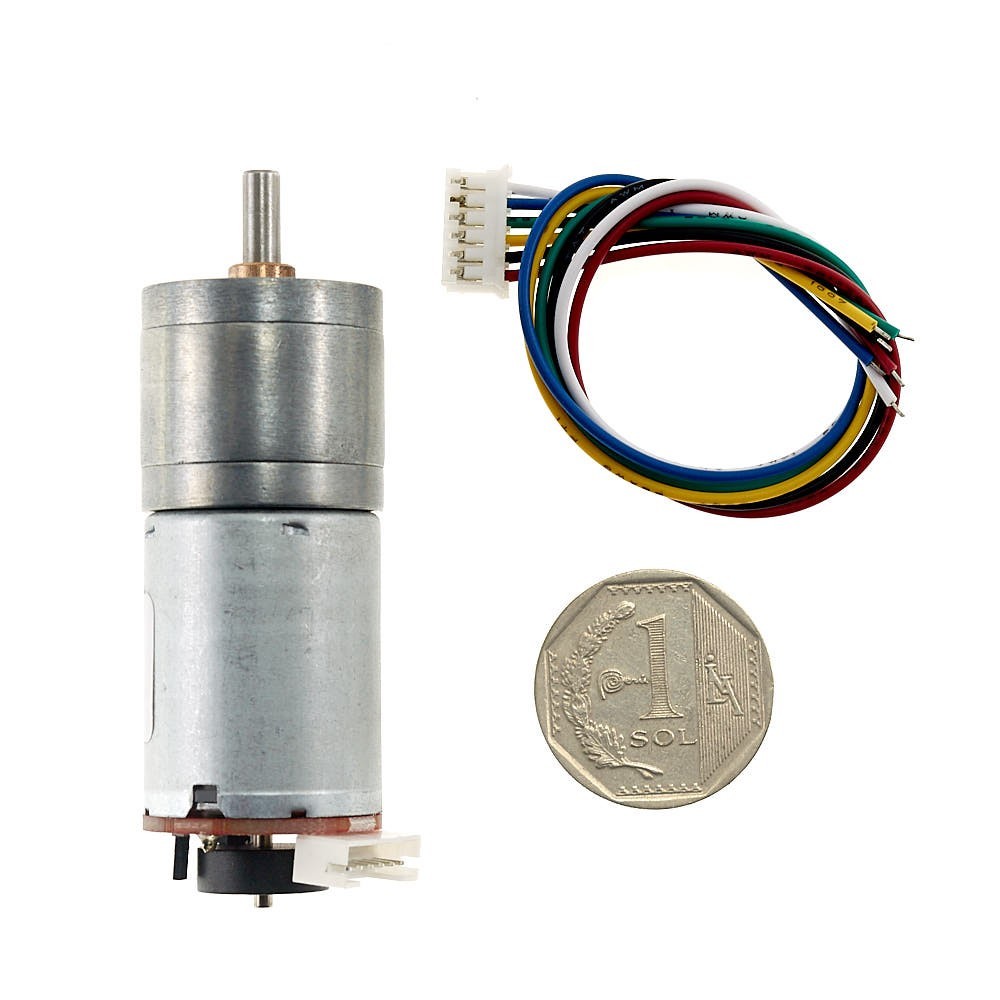 Motor DC con caja reductora y encoder 25GA - 12V 100RPM
