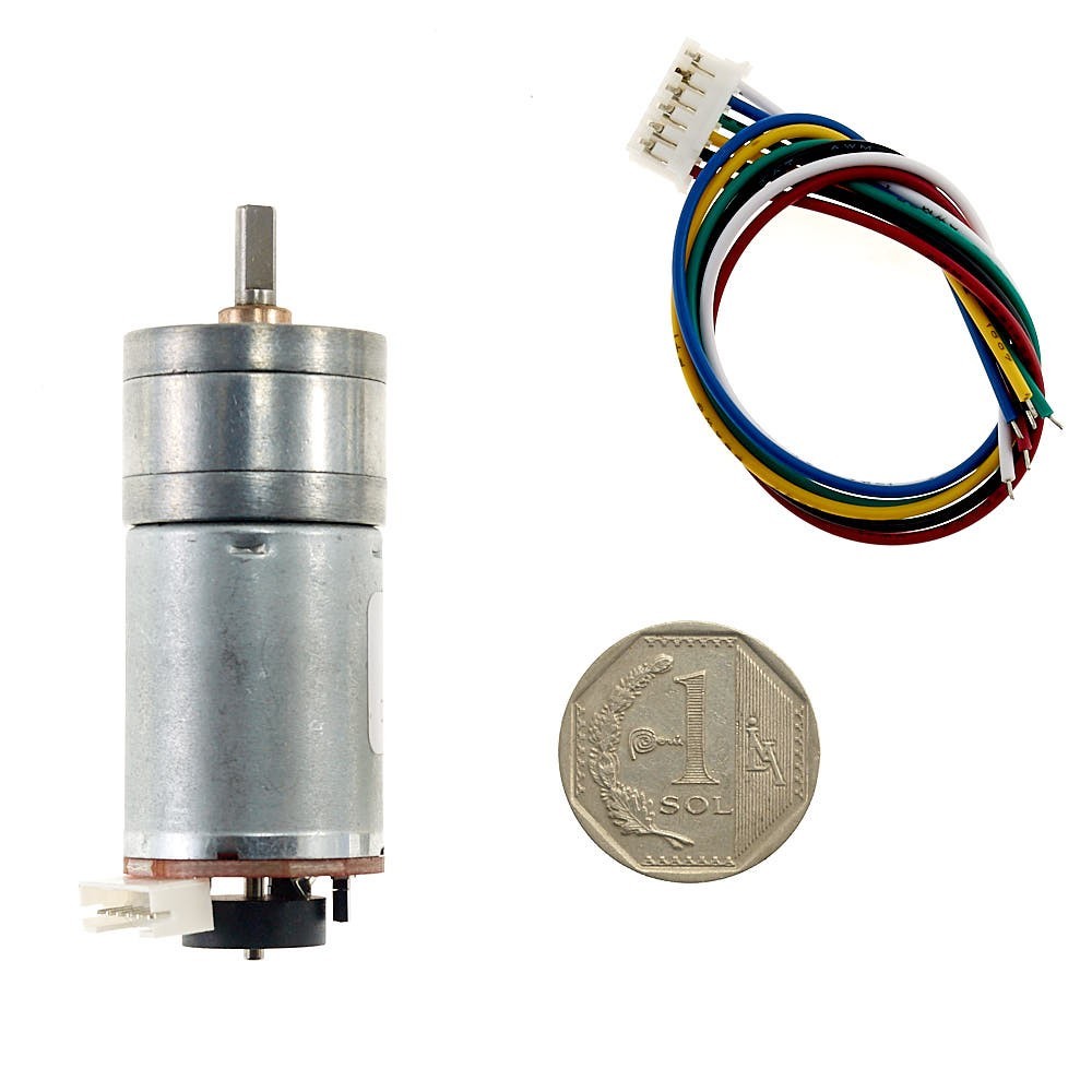Motor DC con caja reductora y encoder 25GA - 12V 1000RPM