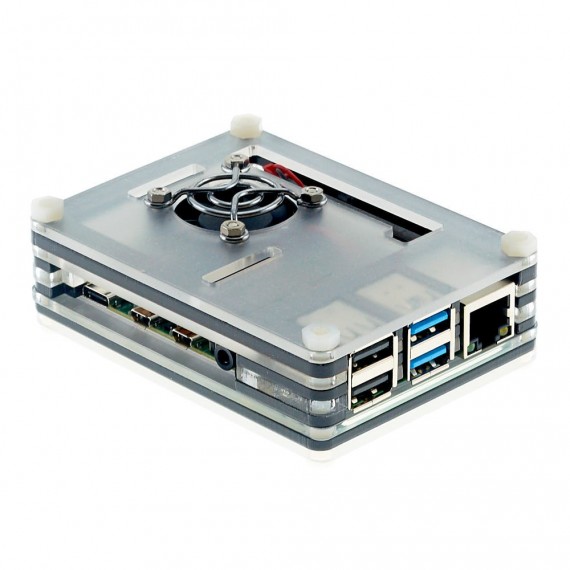 Case acrílico con ventilador para Raspberry Pi 4B