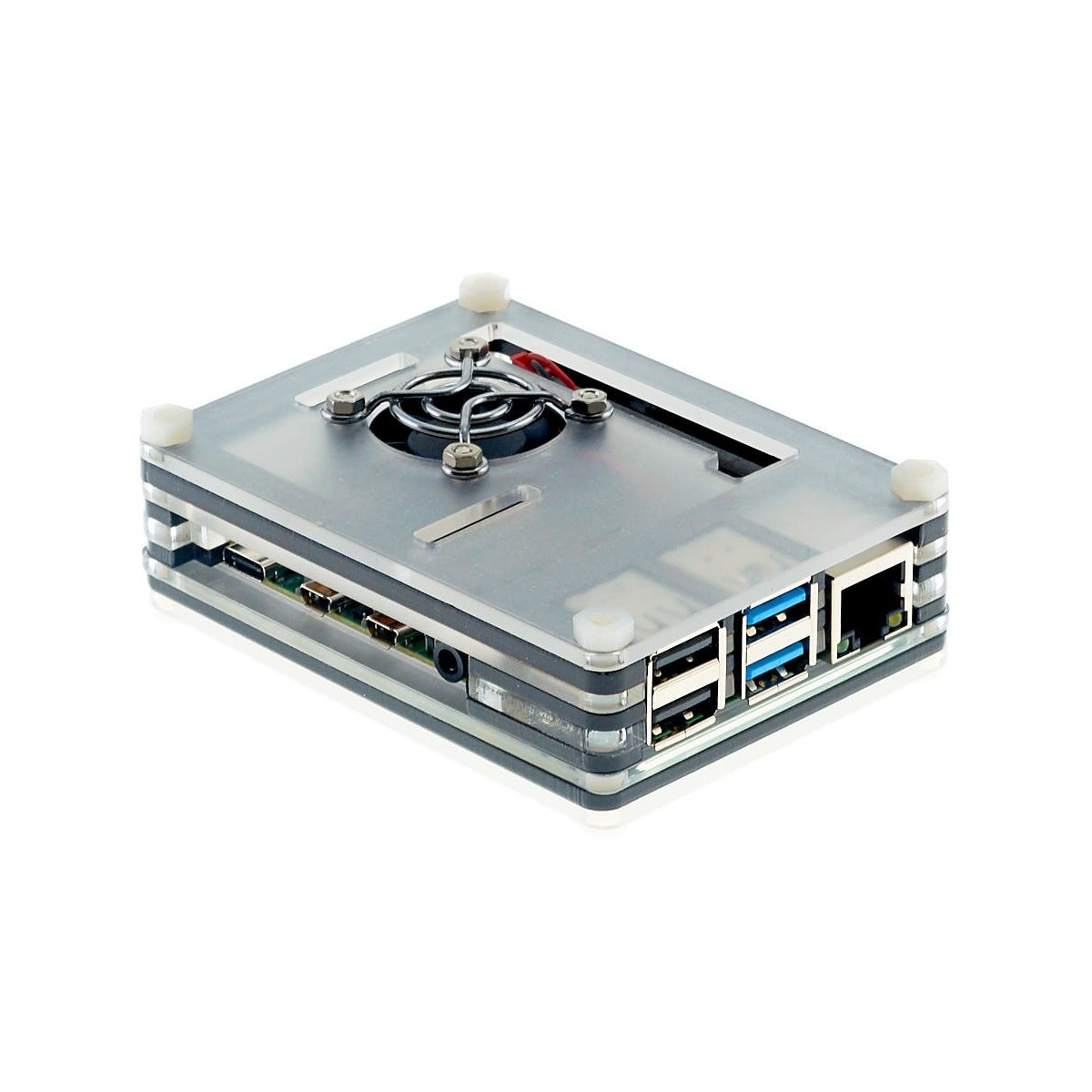 Case acrílico con ventilador para Raspberry Pi 4B