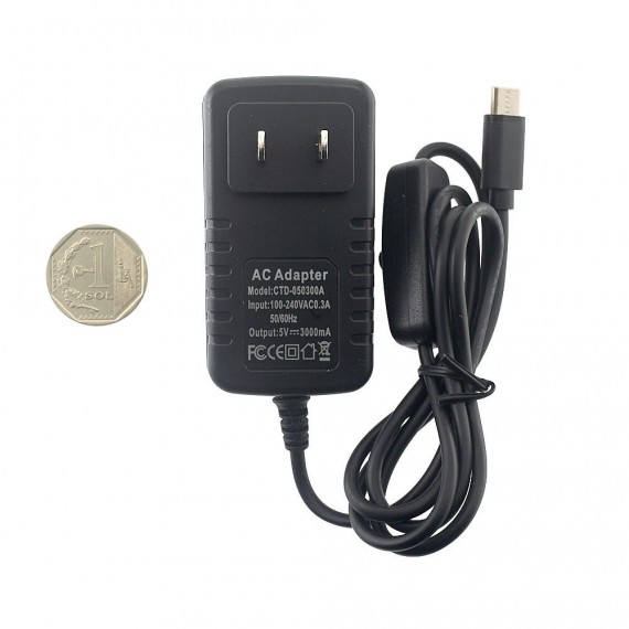 Fuente alimentación para Raspberry Pi 4 USB-C con switch CTD-050300A