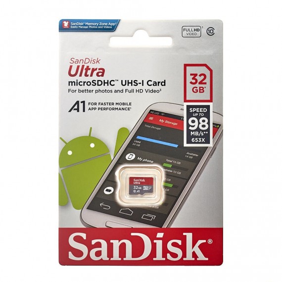 Memoria micro SD card 32GB SanDisk Ultra Clase 10 A1 98MB/s