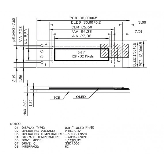 Display Oled 0.91" 128*32