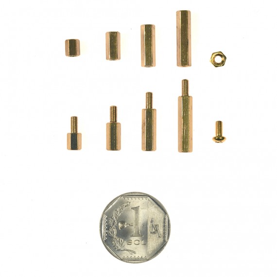 Kit espaciadores hexagonales M3 bronce