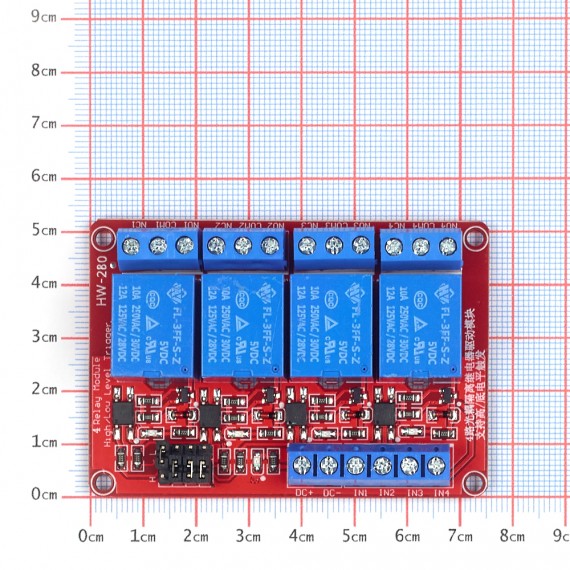 Módulo Relay 4CH 5VDC activación alta/baja
