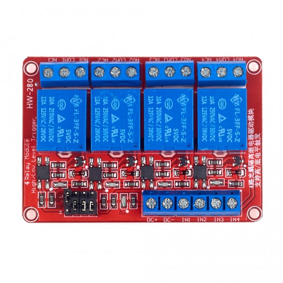 Módulo Relay 4CH 5VDC activación alta/baja