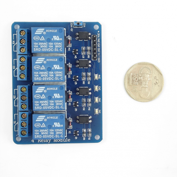 Módulo Relay, 4 canales 5VDC