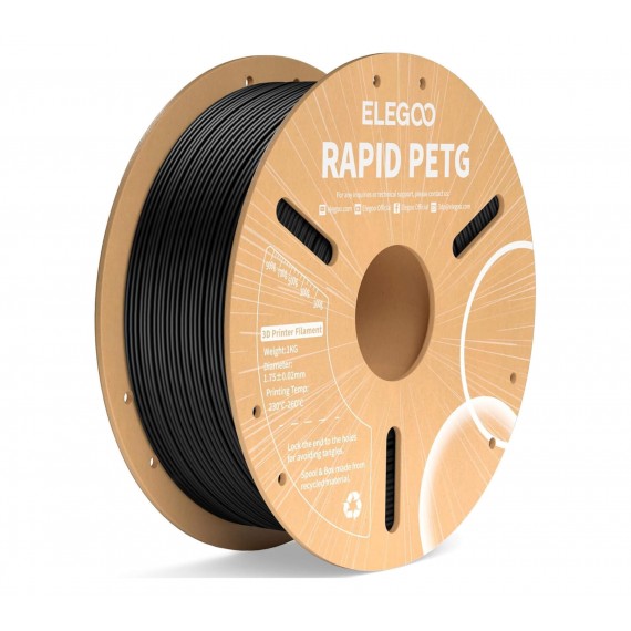 Rapid PETG Negro - Rollo 1Kg 1.75mm Elegoo