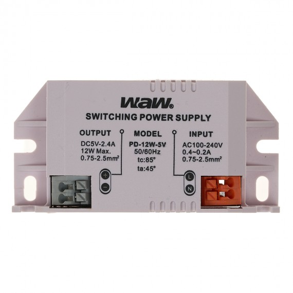 Fuente de alimentación AC/DC 12W 5V 2.4A WODE (en case)