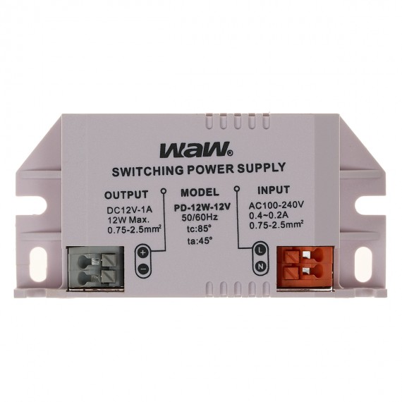 Fuente de alimentación AC/DC 12W 12V 1A WODE (en case)